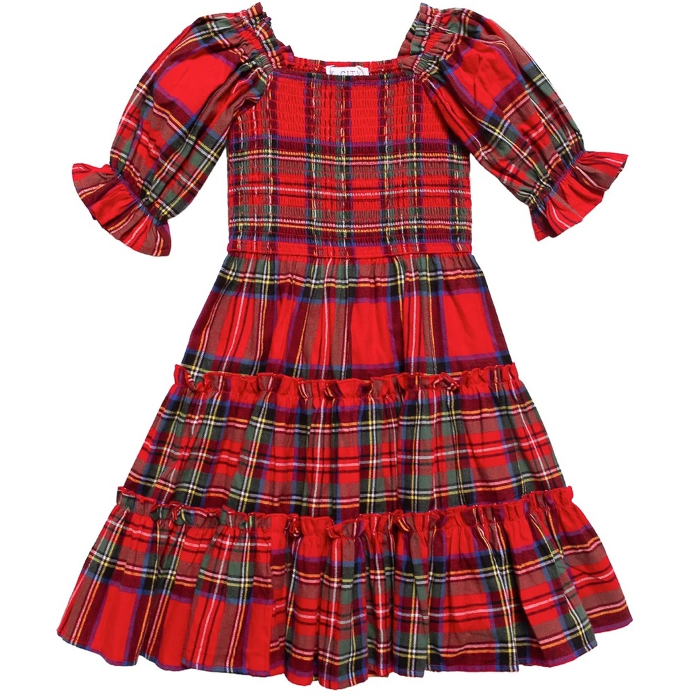 Ivy City Mini Madeline Dress in Holiday Plaid - 4-5T